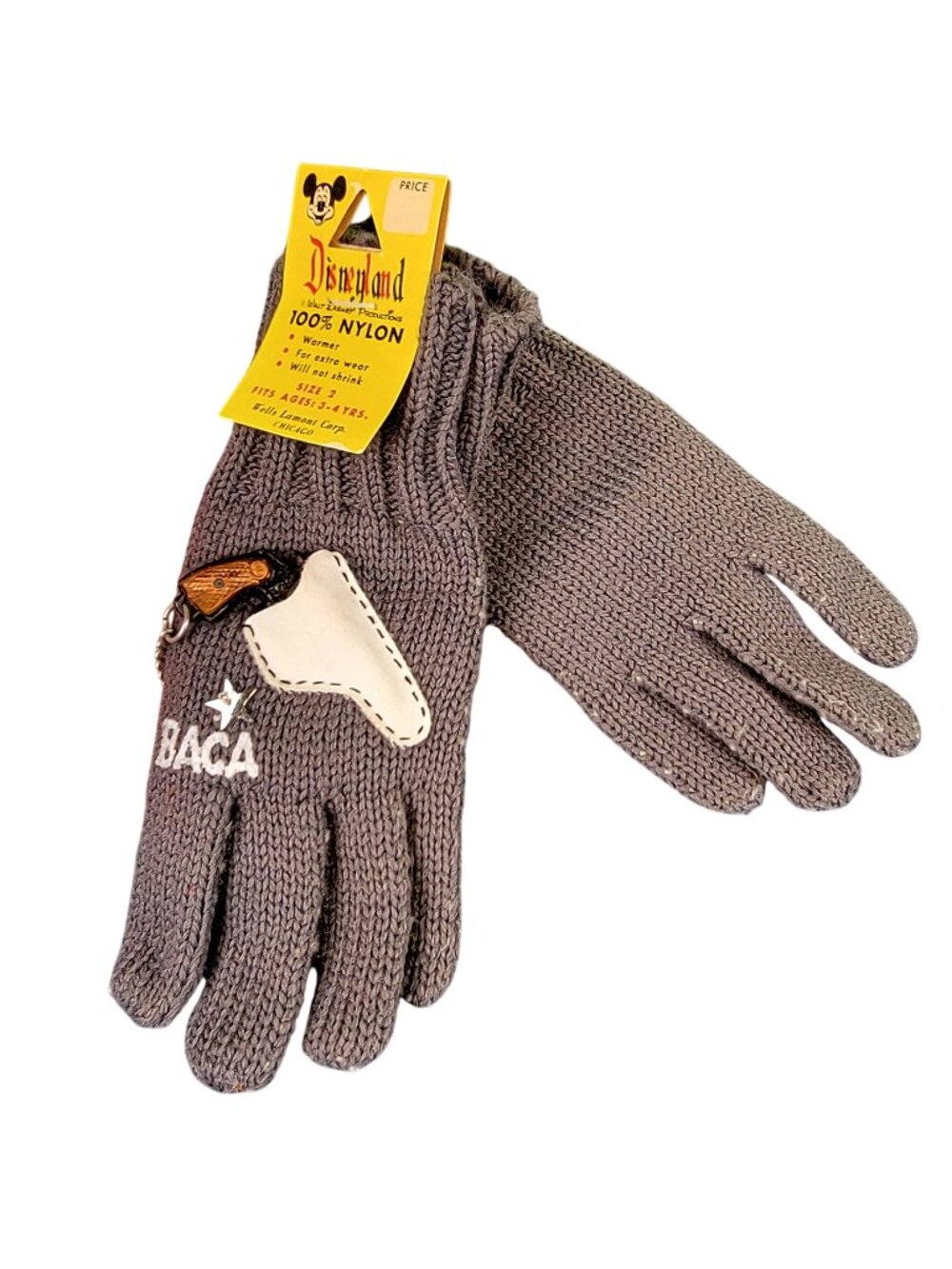 Vintage 50s Disney Gloves Child Elfego Baca Disneyland Souvenir New With Tags